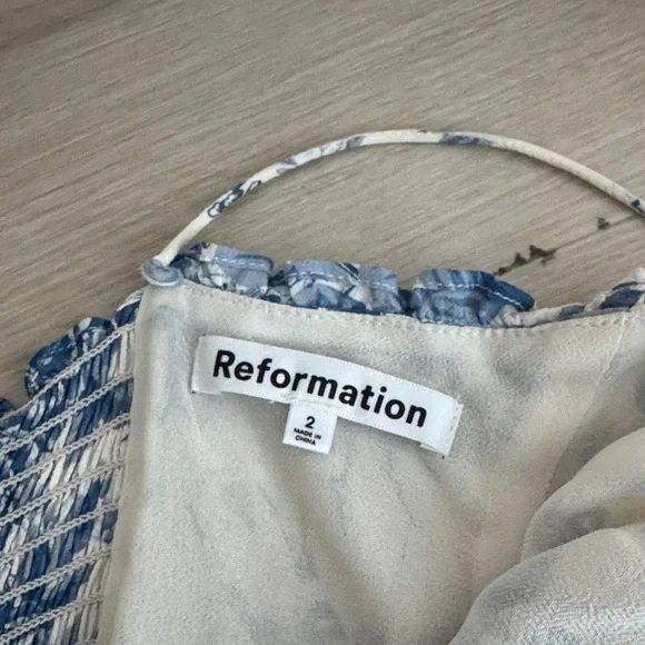 Reformation Blue & White Floral Slip Mini Dress - Picture 2 of 3